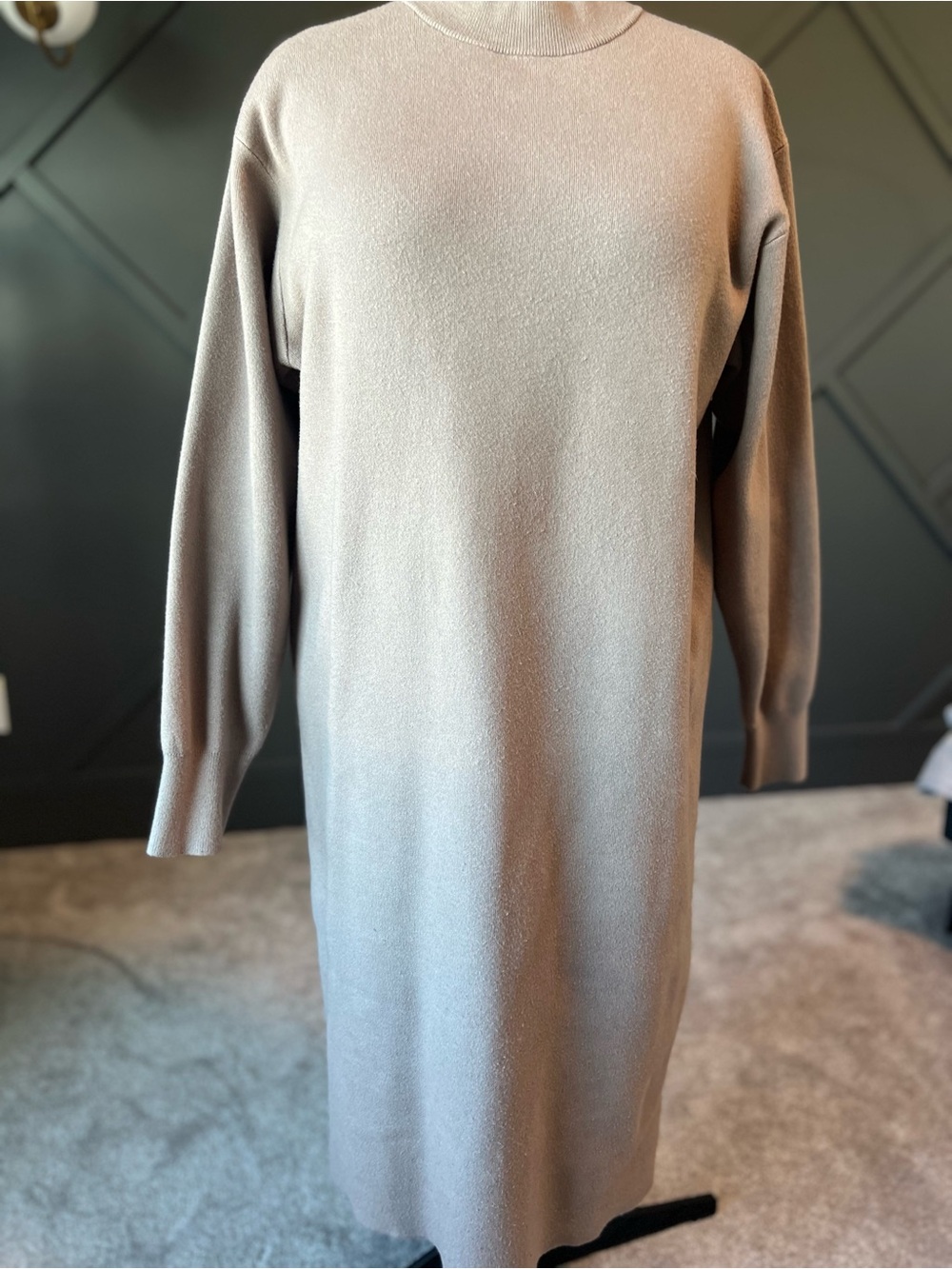 Uniqlo Cozy Crewneck Sweater Dress in Cafe Au Lait